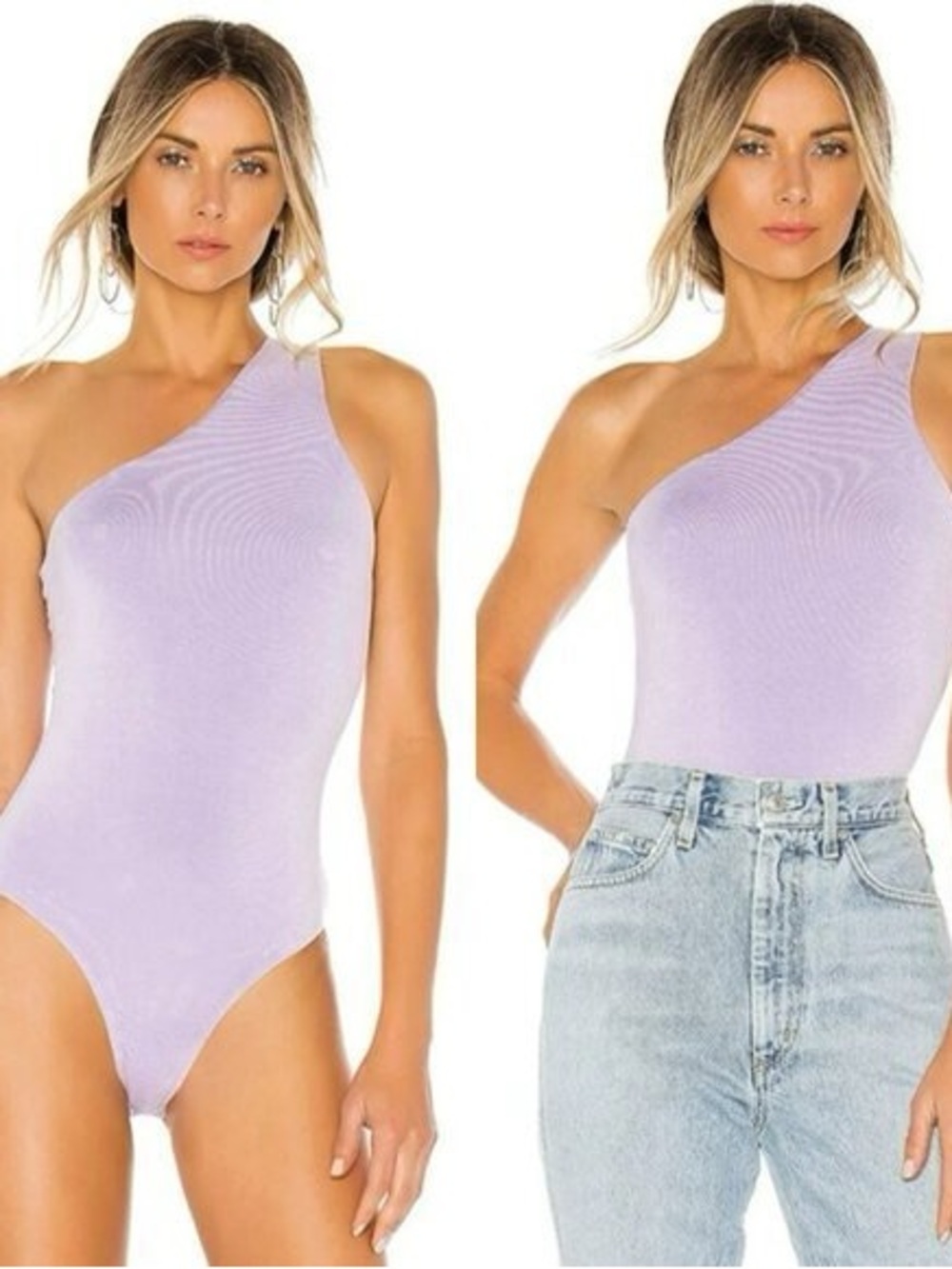 Superdown One-Shoulder Lavender Bodysuit size M